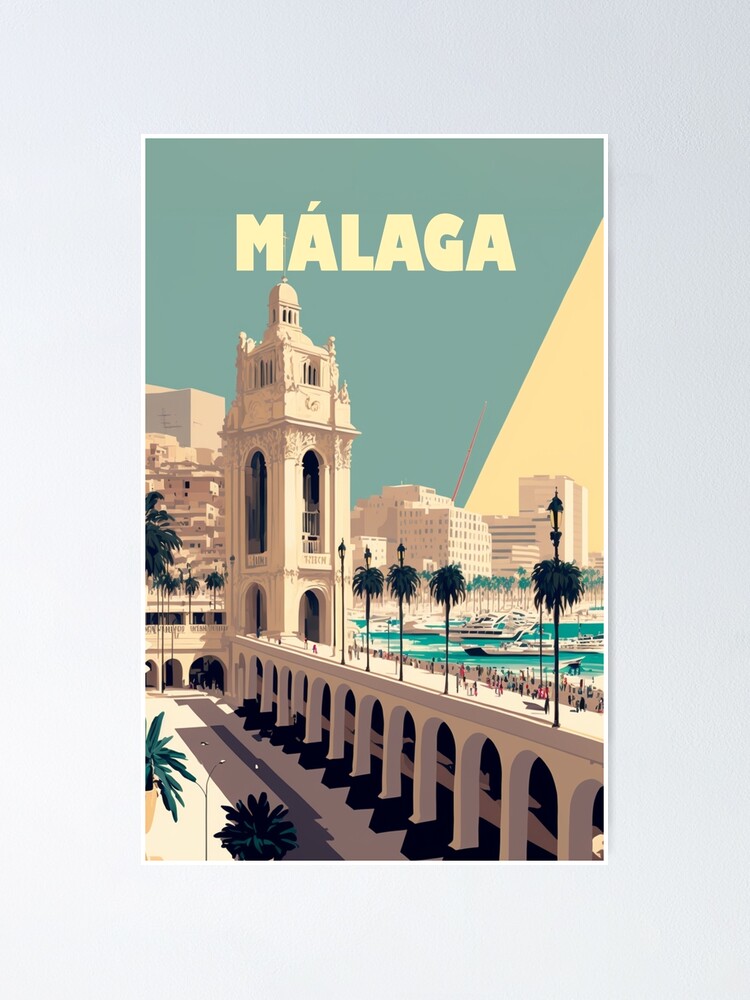 Lámina MALAGA Spain Vintage Travel Poster