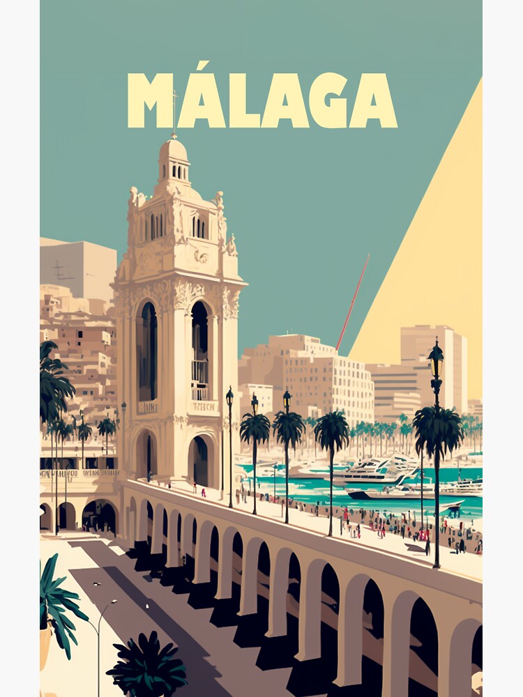Malaga Spain Vintage Travel Poster | Sticker