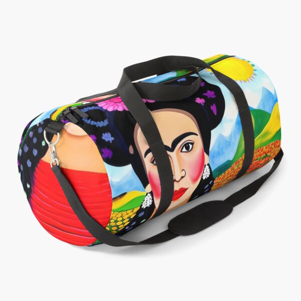 Item preview, Mexican Folk Art, beautiful lady in red poppies. Inspired by Frida Kahlo designed and sold by RoyalRepublics.