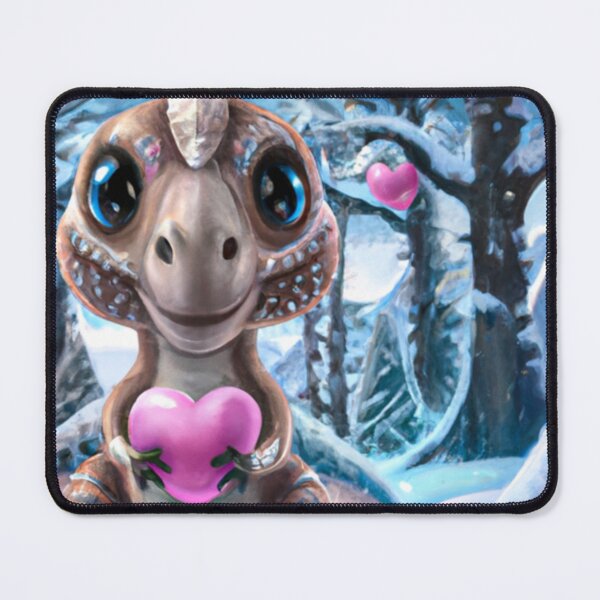 Item preview, T-Rex Dinosaur in a winter Scene with Hearts designed and sold by DiatomDesigns.