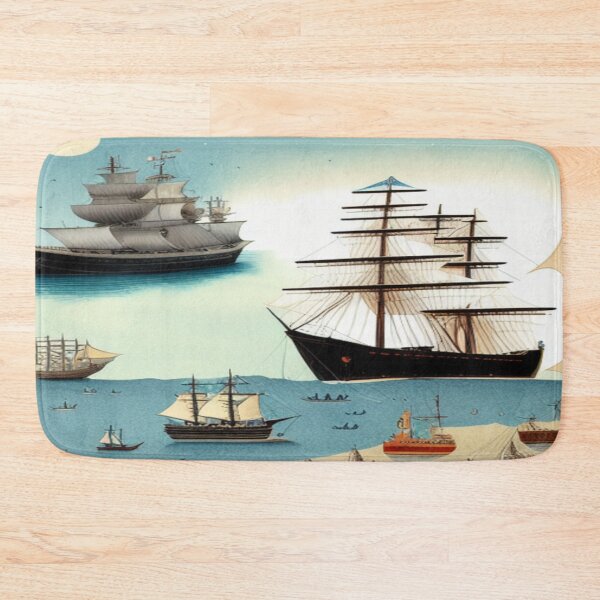 Item preview, Battleships on a Calm Ocean Pattern designed and sold by HanaiPrint.