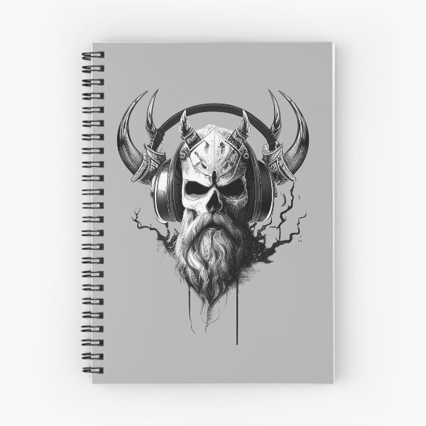 Item preview, Viking vintage skull beard with headphone designed and sold by schizarty.