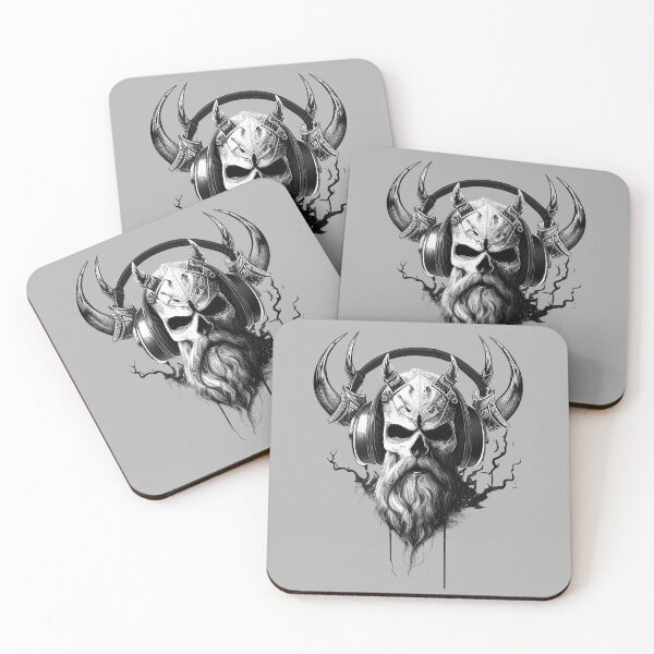 Item preview, Viking vintage skull beard with headphone designed and sold by schizarty.
