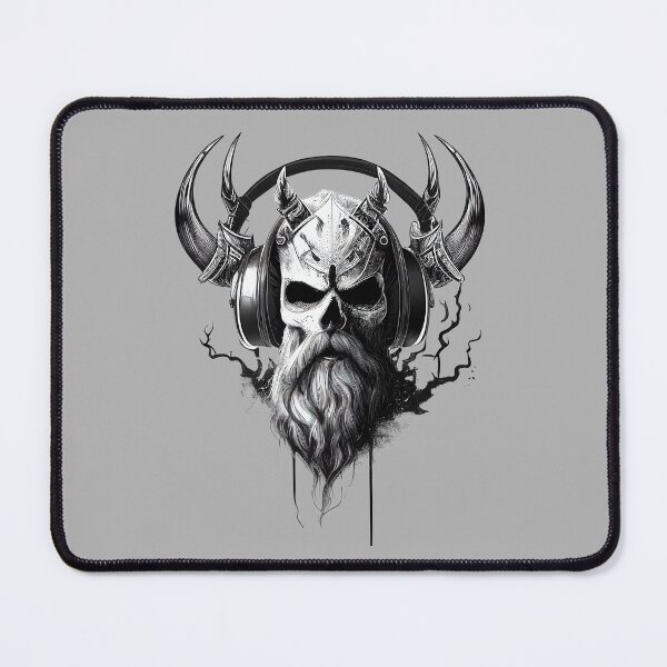 Item preview, Viking vintage skull beard with headphone designed and sold by schizarty.