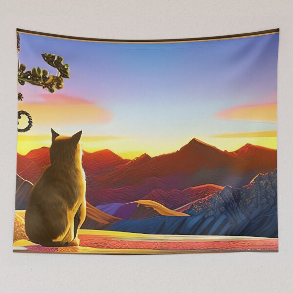 Item preview, Cat Watching Sunset Scene designed and sold by roleshop.