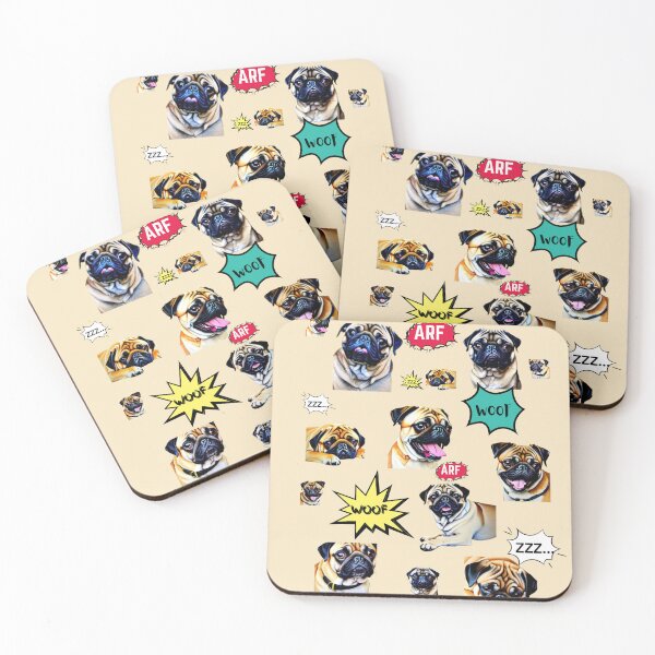 Item preview, Pug Life - Pugs in different positions on a given day designed and sold by HanaiPrint.