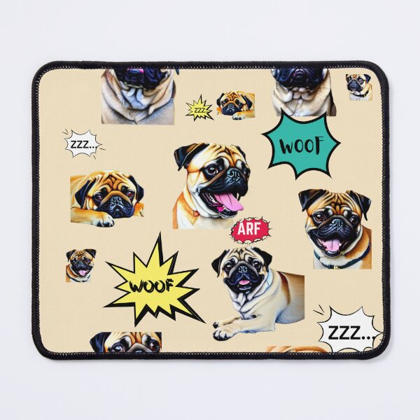 Item preview, Pug Life - Pugs in different positions on a given day designed and sold by HanaiPrint.
