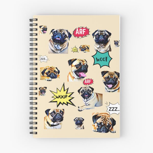 Item preview, Pug Life - Pugs in different positions on a given day designed and sold by HanaiPrint.