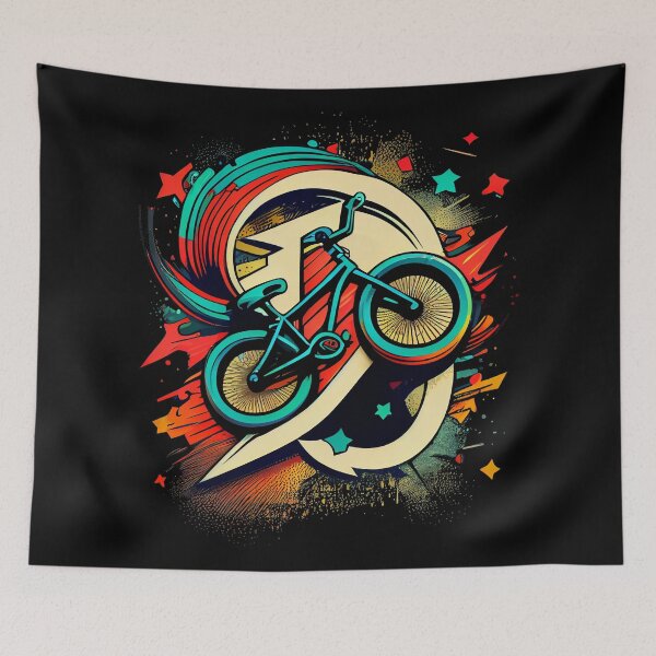 Item preview, BMX design for bmx riders with bold, colorful style and simple shapes, inspired by tattoo technique, pop-art, vintage and retro (4) designed and sold by TourDePassion.