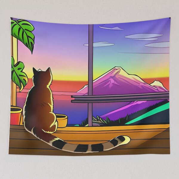 Item preview, Cat Watching Sunset Scene designed and sold by roleshop.