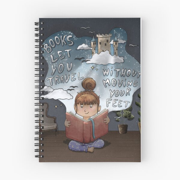 Item preview, Books let you travel without moving your feet Quote - Illustration designed and sold by polyillustrates.