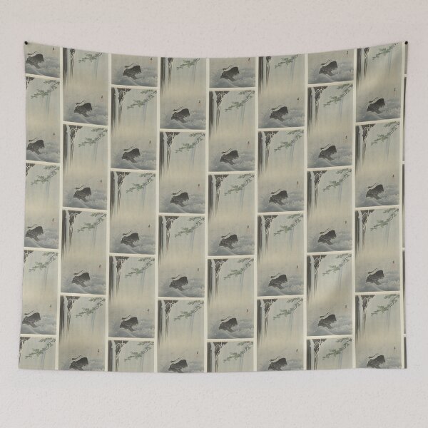 Item preview, Ohara Koson Japanese wagtail at waterfall designed and sold by TeeARTHY.