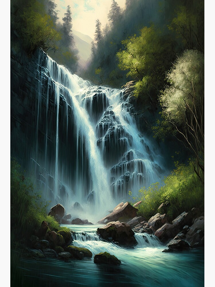 Waterfall in Springtime. Original hotsell art. Ready to ship.