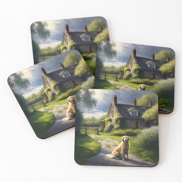 Item preview, Countryside Charm | Country Cottage With Dog  Art | Oil-Based Painting designed and sold by mannaandquail.