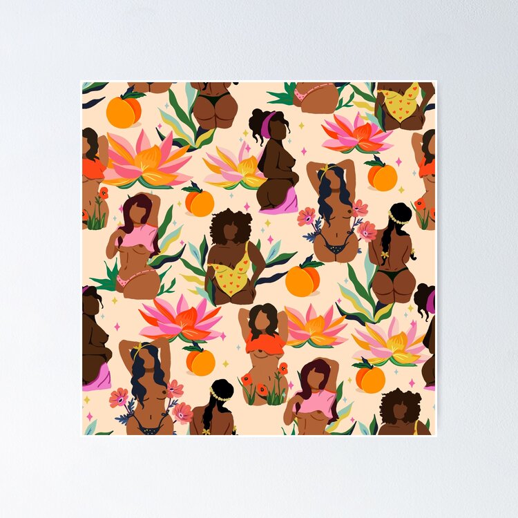 Vibrant & Colorful Tropical Goddess Pattern Sticker