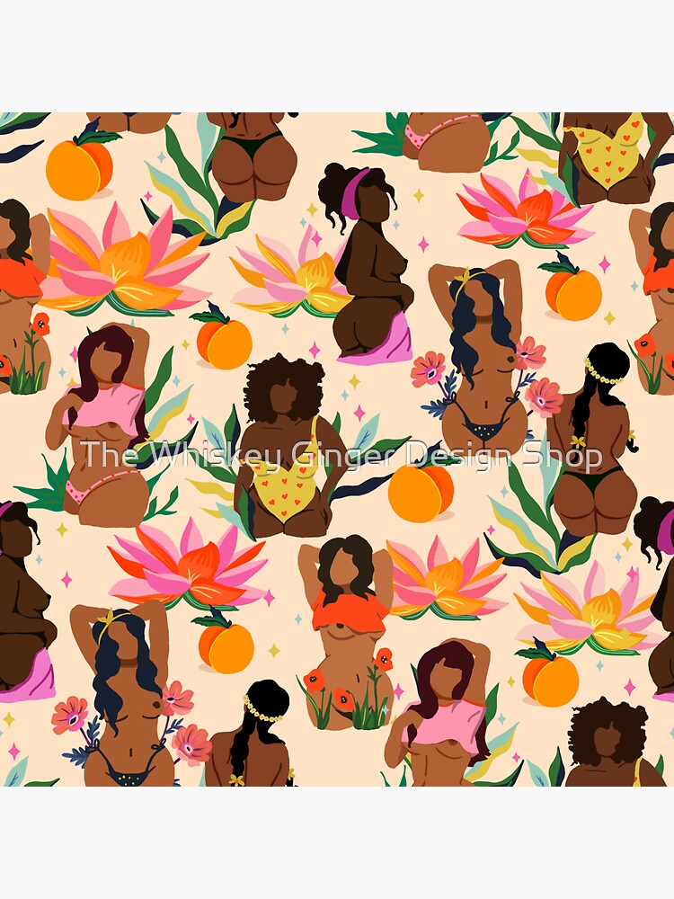 Vibrant & Colorful Tropical Goddess Pattern Sticker