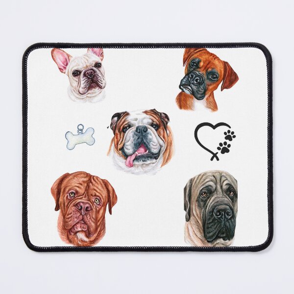 Item preview, Set of 5 Stickers - Wrinkled Breeds of Dogs - boxer, frenchie, english buldog, english mastiff, french mastiff designed and sold by HanaiPrint.
