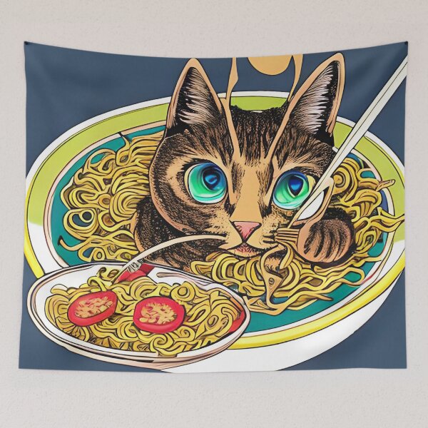 Item preview,  Cute Cat Eating Spaghetti designed and sold by roleshop.