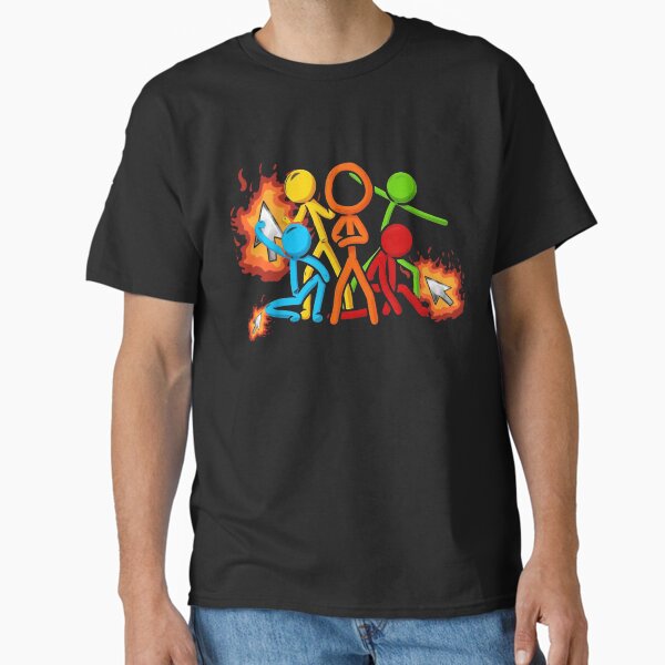 Item preview, Alan Becker Five Stick Figures with Fire Mouse Pickaxe   designed and sold by tyrasmi1.