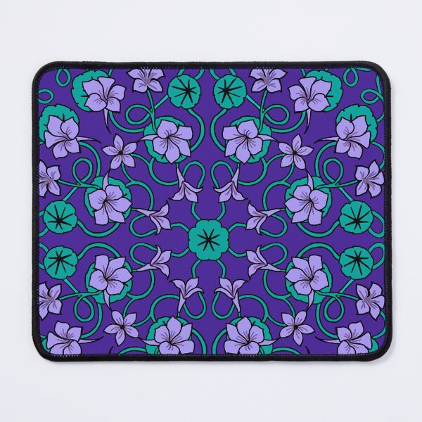 Item preview, Art nouveau nasturtiums lilac on indigo designed and sold by QuirkyCraftz.