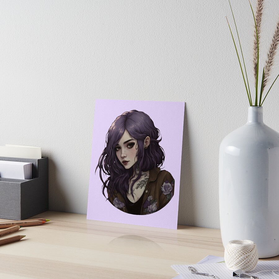 Purple Hair Alt Girl | Art Board Print