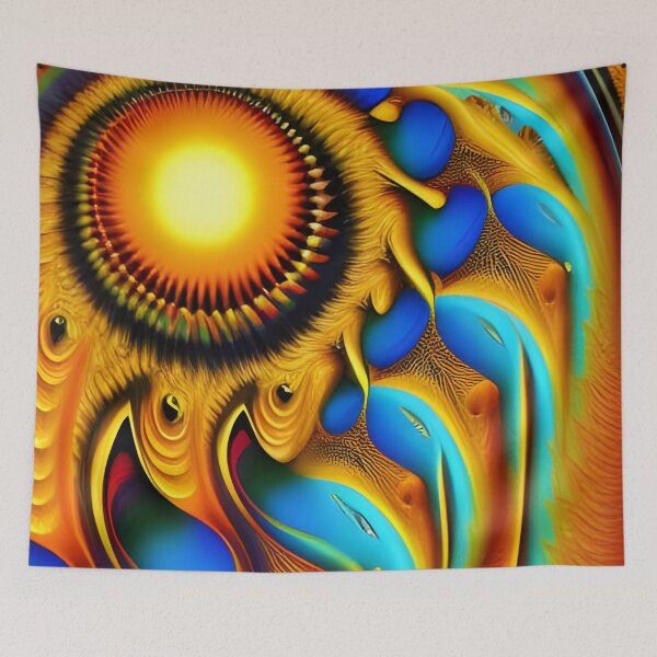 Item preview, Melting Sun Psychedelic Multi Color Painting designed and sold by theWeppen.