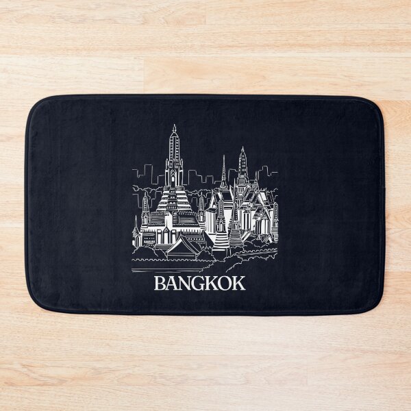 Item preview,  City of Bangkok , capital of Thailand  design -white colour line art  , tourism, trip, holiday, vacation designed and sold by FFelder.