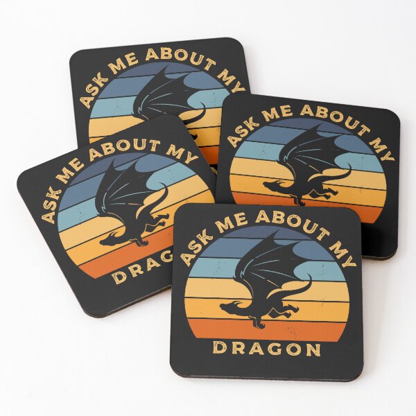 Item preview, Retro Dragon Silhouette Sunset Vintage - Ask Me About My Dragon designed and sold by ForeHeadDesigns.