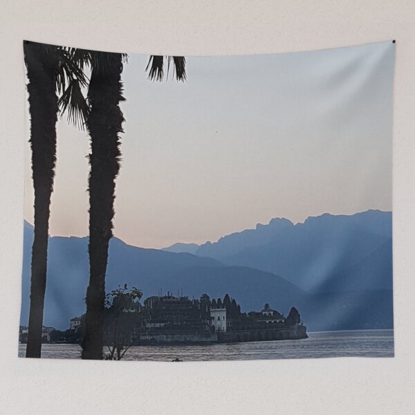 Item preview, Escape to Paradise: A Stunning Image of Palm Trees and Blue Mountains at Lake Maggiore designed and sold by PhotografeeMrsB.