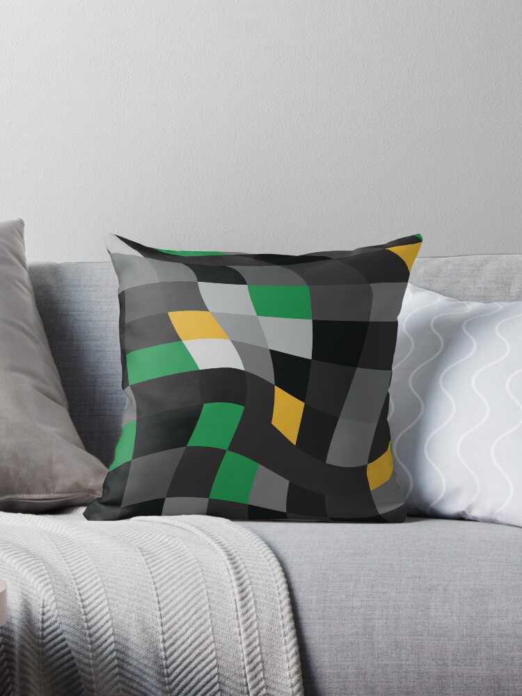 Abstract Block Gray Lime Green Modern Monogram Throw Pillow