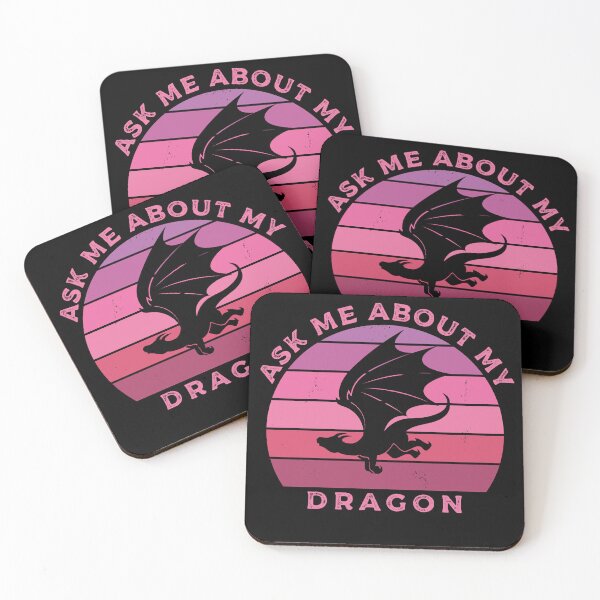 Item preview, Retro Dragon Silhouette Sunset Vintage - Ask Me About My Dragon - Pink designed and sold by ForeHeadDesigns.