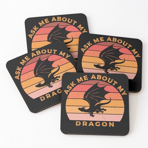Item preview, Retro Dragon Silhouette Sunset Vintage - Ask Me About My Dragon - Red designed and sold by ForeHeadDesigns.