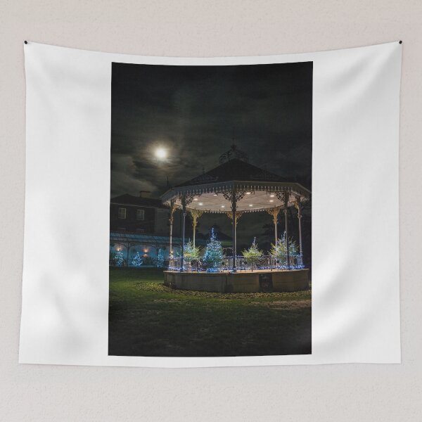 Item preview, Bandstand  at night with christmas lights under the moon designed and sold by kathleenjean.