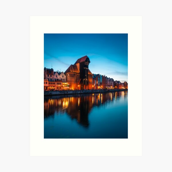 Crane Gate Gdansk at Blue Hour Art Print