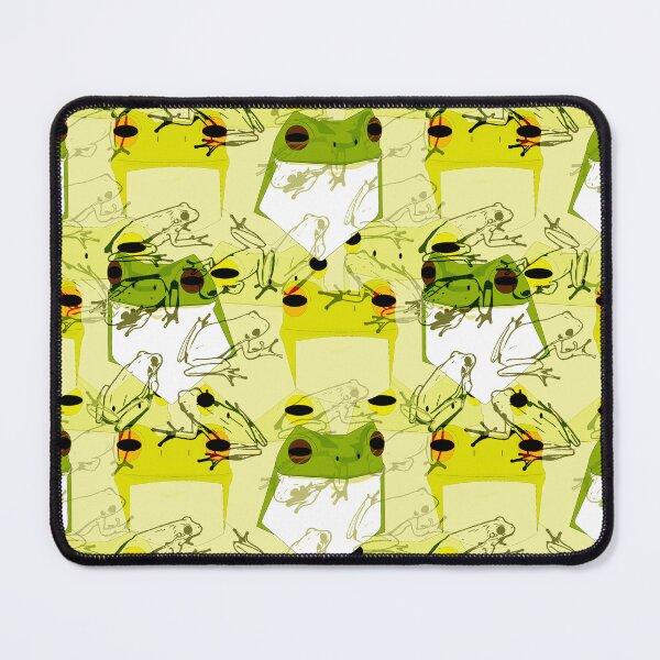 Aperçu de l'œuvre Conception de motif de surface de grenouilles funky jaunes créée et vendue par MindCereal.
