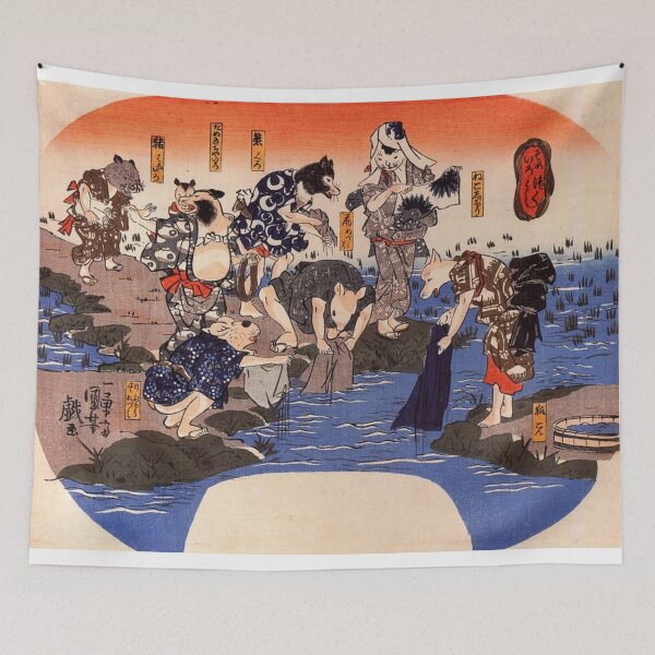 Item preview, Cats and Mice Doing Laundry Funny and Cute Japanese Art designed and sold by Yumede.
