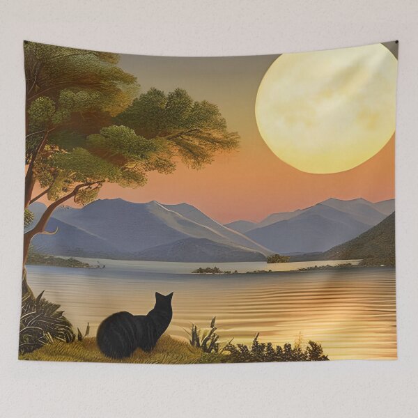 Item preview, Cat Watching Sunset Scene designed and sold by roleshop.