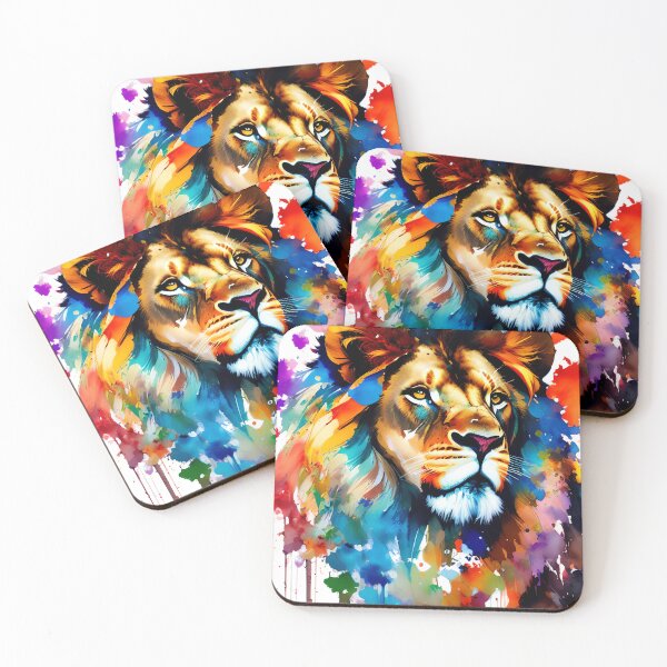 Item preview, Super Colorful Majestic Lion Print designed and sold by dedheadthreads.