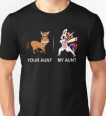 Ihre Tante meine Tante Lustiges niedliches eintauchendes Einhorn-T-Shirt Slim Fit T-Shirt