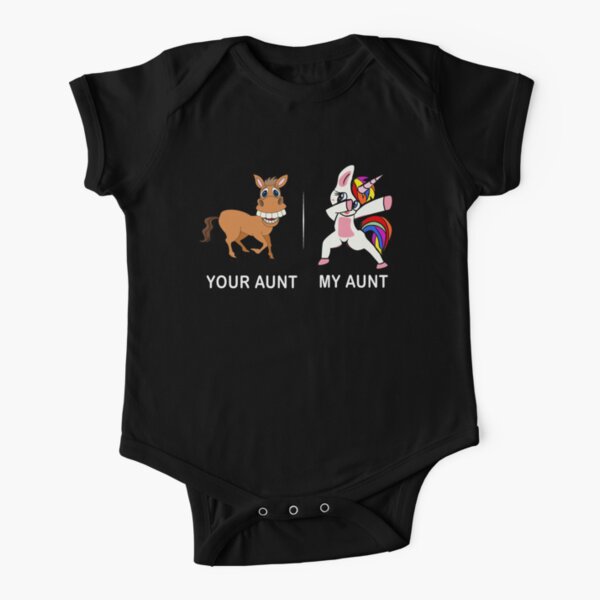 Your Aunt My Aunt Funny Cute dabbing Unicorn T-shirt Short Sleeve Baby One-Piece