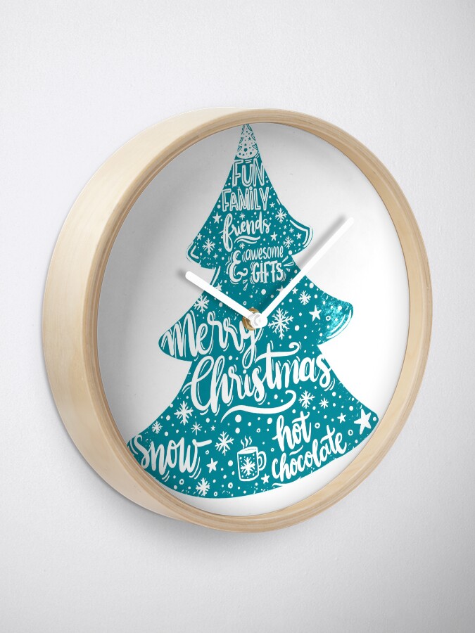 Alternate view of Merry Christmas! Holidays pattern design Clock