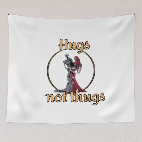 Item preview, Hugs not thugs- skeletons hugging designed and sold by Juliet  Thomas.