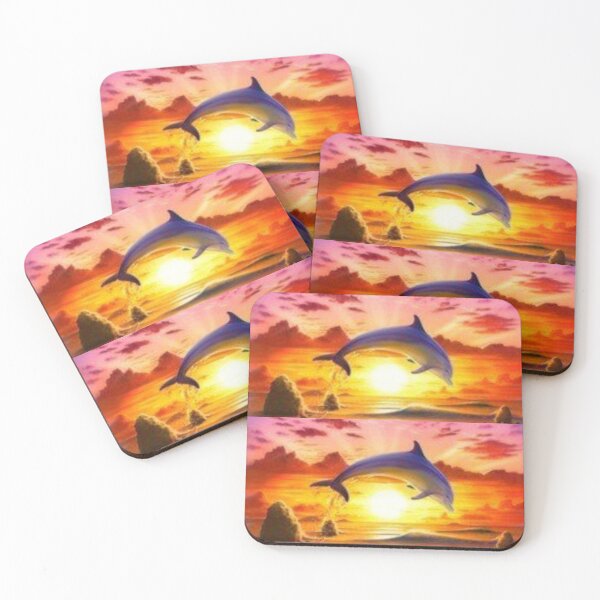Item preview, Beautiful Sliver Dolphins. Having fun in the amazing Sunrise.  designed and sold by Tiannalaw.