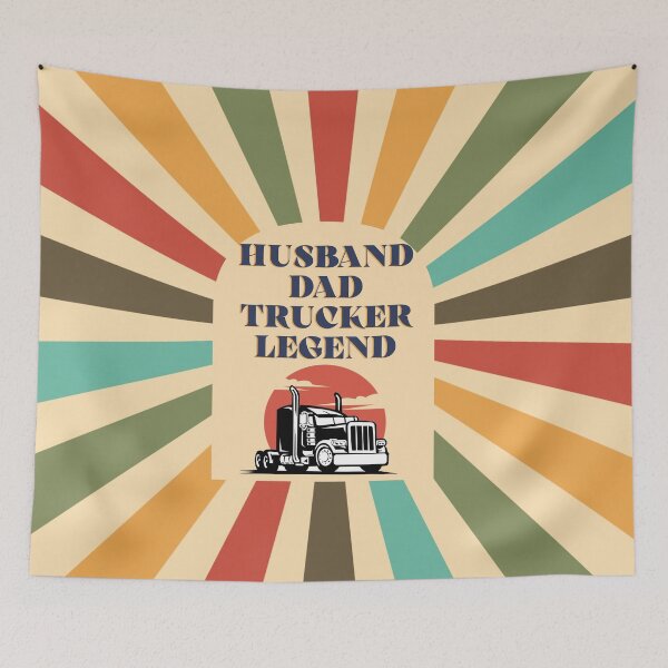 Artikelvorschau, Ehemann Papa Trucker Legend Retro Art entworfen und verkauft von Abhitha Mohan.