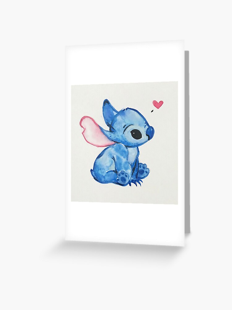 Stitch In Watercolor Greeting Card By Artbykjean Redbubble