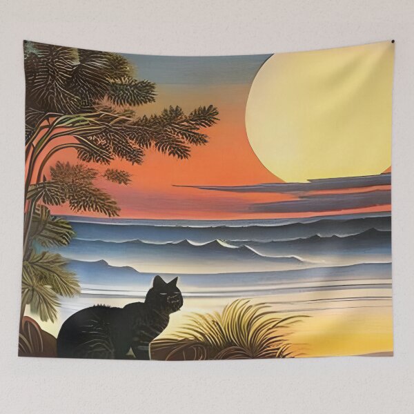 Item preview, Cat Watching Sunset Scene designed and sold by roleshop.