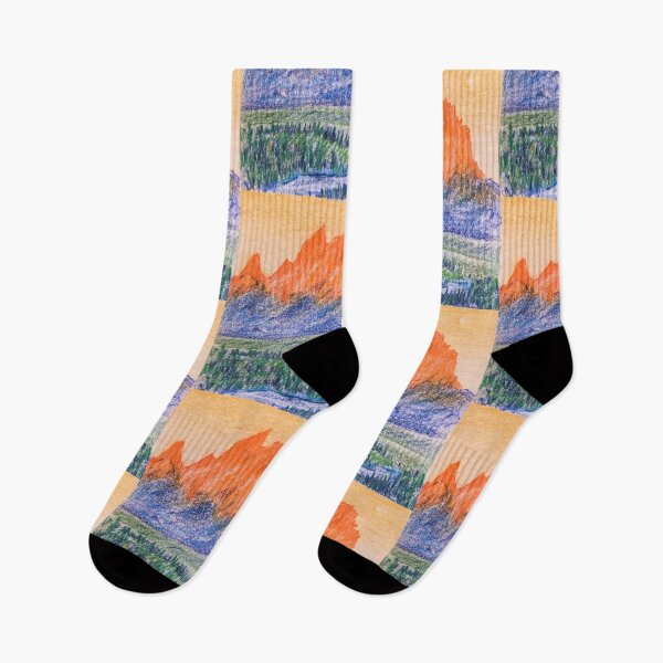 Item preview, colored pencil orange mountain designed and sold by ptaradactyl.
