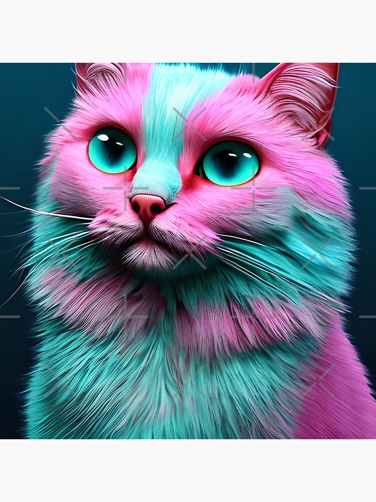 "Cotton Candy Cat AI Artwork" Sticker for Sale by CatBjor Redbubble