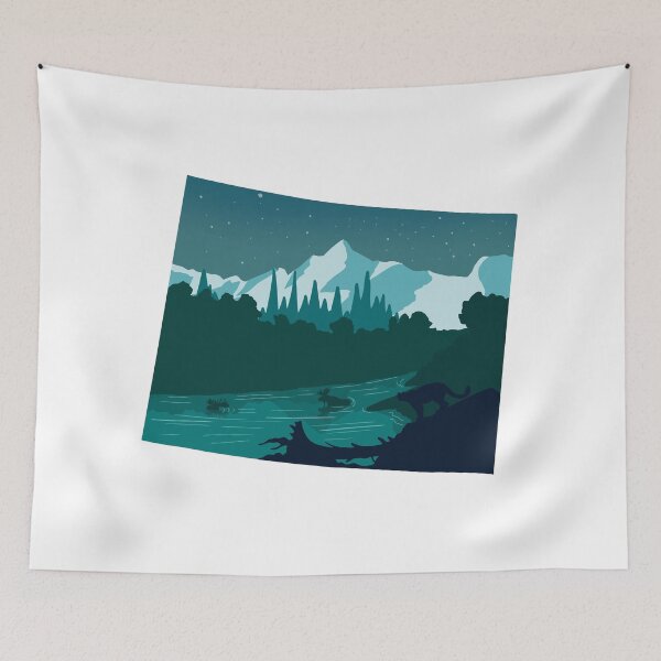 Item preview, Wyoming map and nature designed and sold by landscapeworlds.