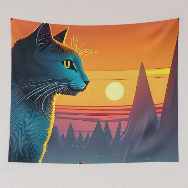 Item preview, Cat Watching Sunset Scene designed and sold by roleshop.